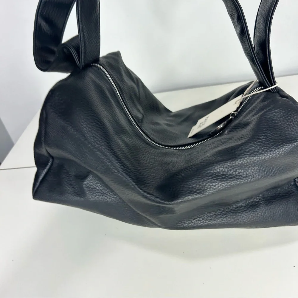 Kayla + Ava NWT Black Minimalist Vegan Leather Shoulder Bag